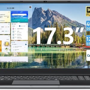 SGIN 17.3 Inch Laptop Computer, Win 11 Laptops with Celeron I3 Processor, 4GB DDR3 128GB SSD, 60800mWh Battery, FHD IPS Display, HDMI, Type-C, Numpad, 5G WiFi, BT4.2, for Business and Students